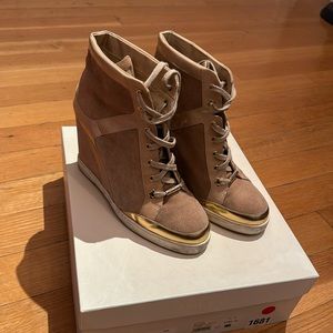 Jimmy choo. Panama nude wedge sneaker. Size 39. Ships in box.
